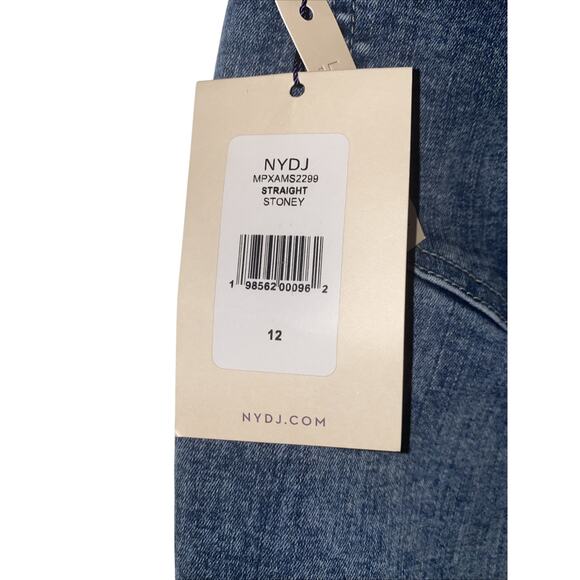 NWT NYDJ Jeans 12 Womens Stoney Blue Marilyn Straight High Rise Stretch Denim - Picture 3 of 12